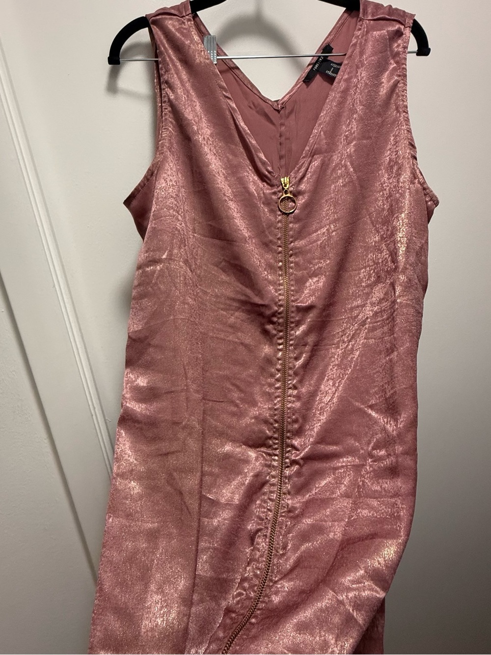 Forever 21 Rose Gold Metallic Sleeveless Midi Dress XL